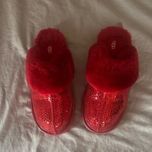 UGG Sparkling Red Sequin Slippers